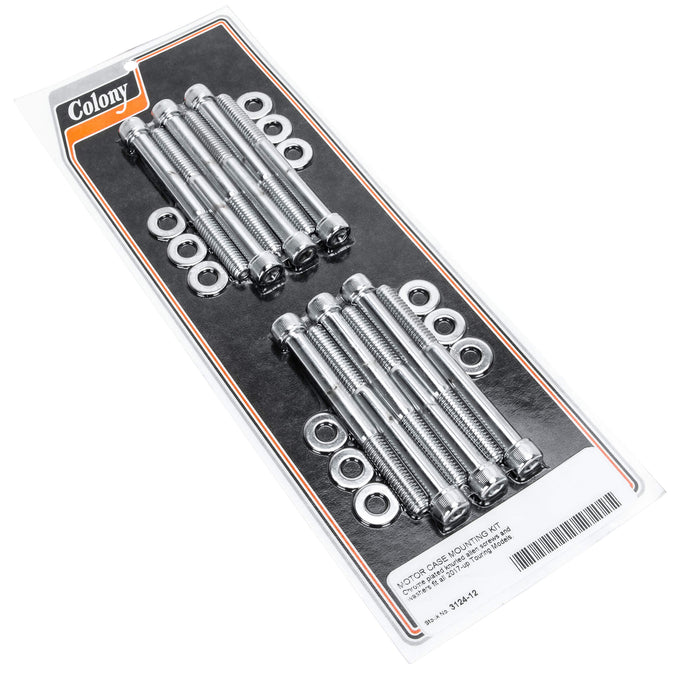 #3124-12 Motor Case Knurled Allen Mounting Kit 2017-Up Harley-Davidson Touring Models - Chrome Plated