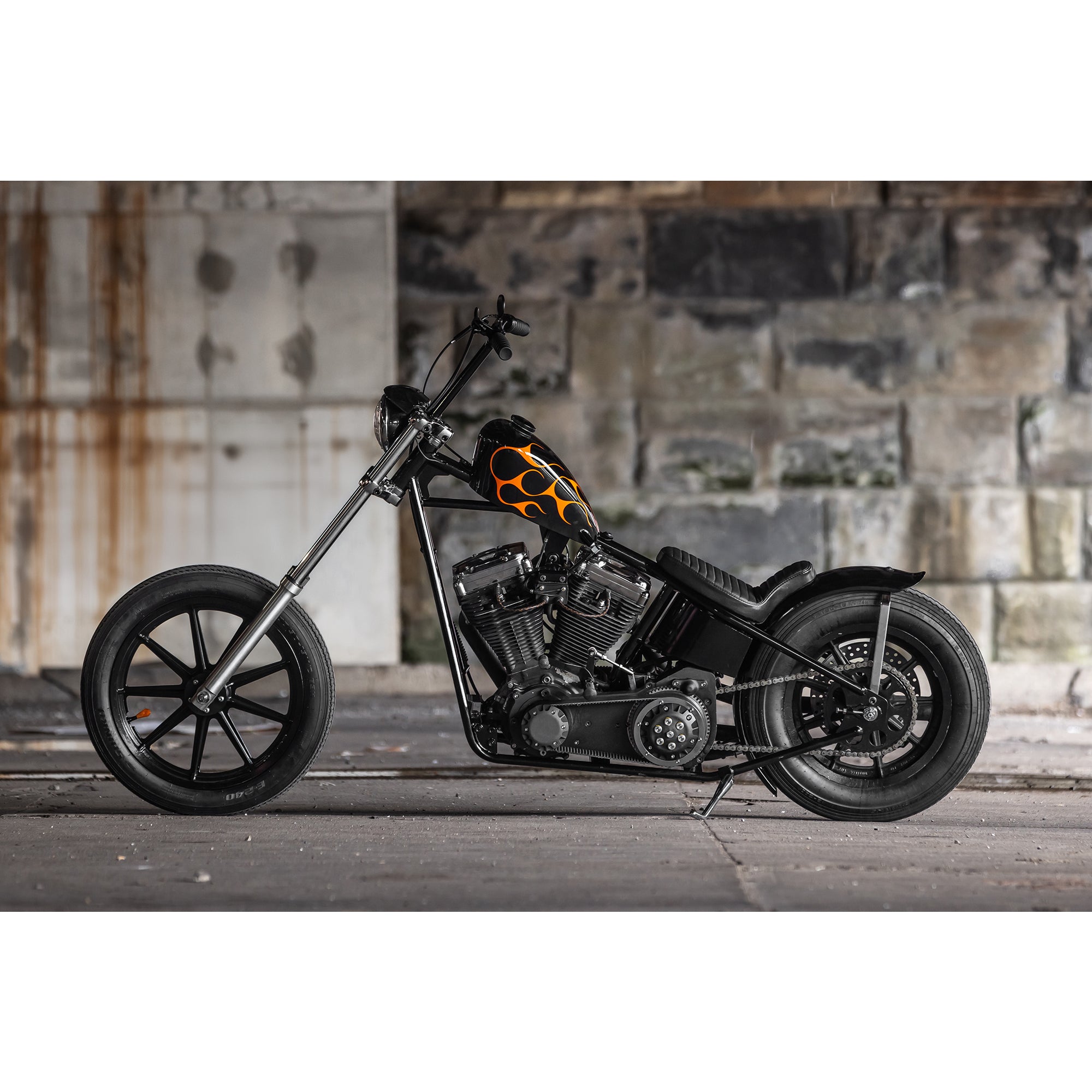 chopper fahrradrahmen Gasbox Full Rigid Chopper Frame 1936-1999 Harley-Davidson Big Twin 5 Speed - 3" Up - Frisco Tank Mounts
