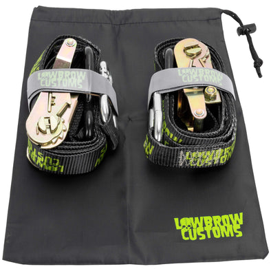 Deluxe Lowbrow Customs Ratcheting Tie-Downs With Soft Straps and Storage Bag