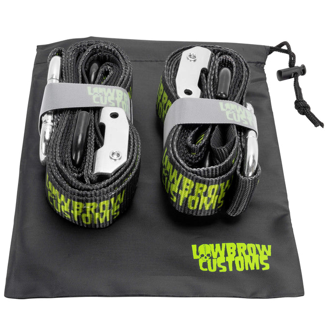 Deluxe Lowbrow Customs Cam Tie-Downs With Soft Straps and Storage Bag