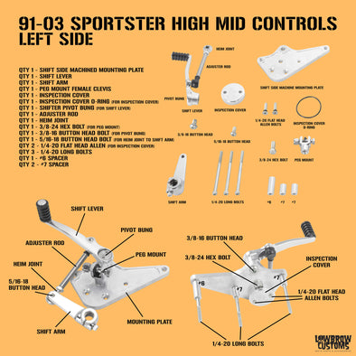 High Mids Foot Controls - Bolt-On Kit for 1991-2003 Harley-Davidson Sportsters