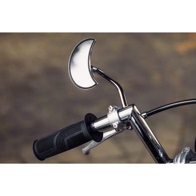 Crescent Moon Motorcycle Mirror - Perch Mount - Chrome