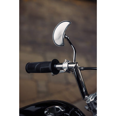 Crescent Moon Motorcycle Mirror - Perch Mount - Chrome