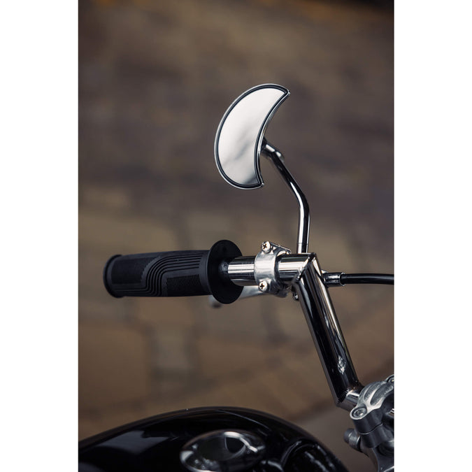Crescent Moon Motorcycle Mirror - Perch Mount - Chrome