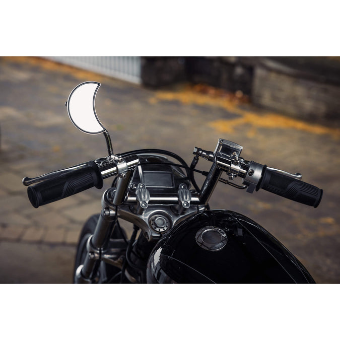 Crescent Moon Motorcycle Mirror - Perch Mount - Chrome