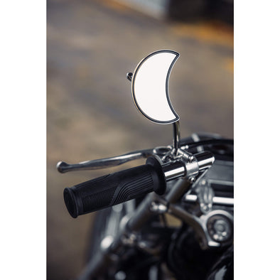 Crescent Moon Motorcycle Mirror - Perch Mount - Chrome
