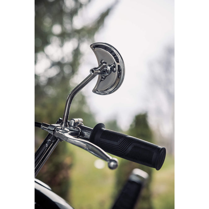 Crescent Moon Motorcycle Mirror - Perch Mount - Chrome