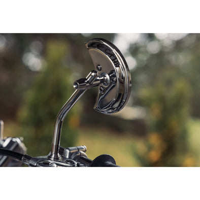 Crescent Moon Motorcycle Mirror - Perch Mount - Chrome