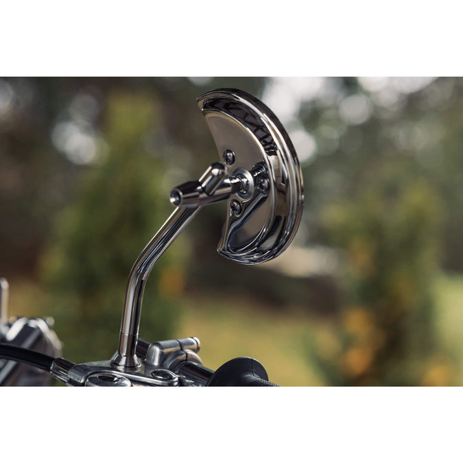 Crescent Moon Motorcycle Mirror - Perch Mount - Chrome