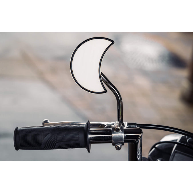 Crescent Moon Motorcycle Mirror - Perch Mount - Chrome