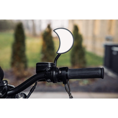 Crescent Moon Motorcycle Mirror - Perch Mount - Black