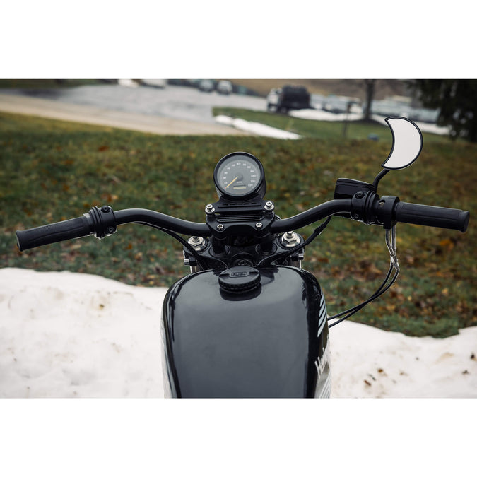 Crescent Moon Motorcycle Mirror - Perch Mount - Black