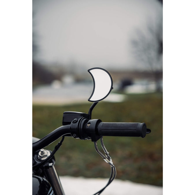 Crescent Moon Motorcycle Mirror - Perch Mount - Black