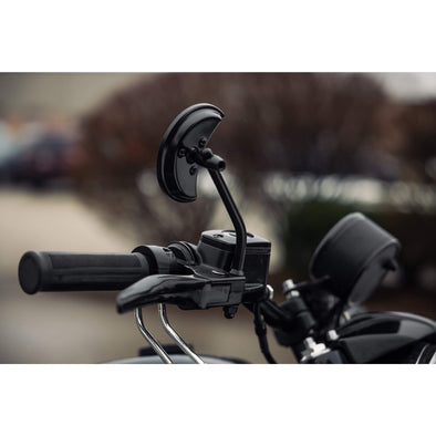Crescent Moon Motorcycle Mirror - Perch Mount - Black