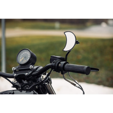 Crescent Moon Motorcycle Mirror - Perch Mount - Black