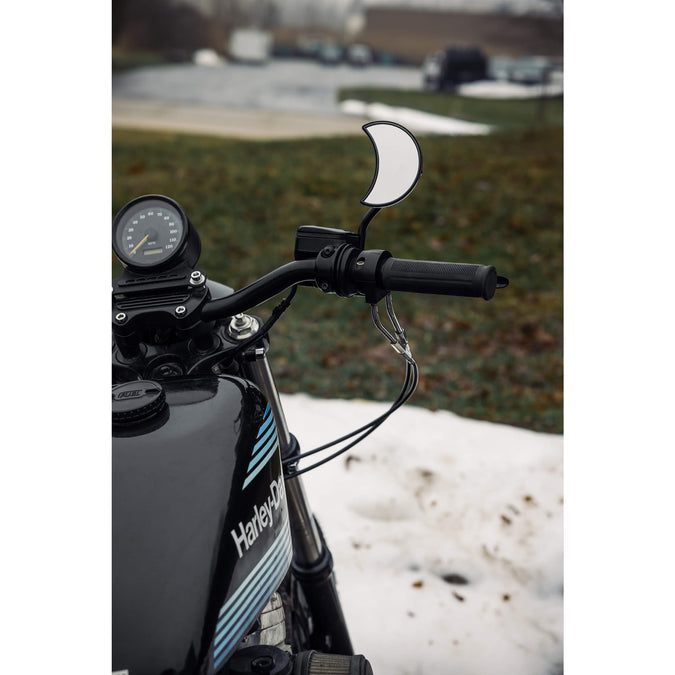 Crescent Moon Motorcycle Mirror - Perch Mount - Black
