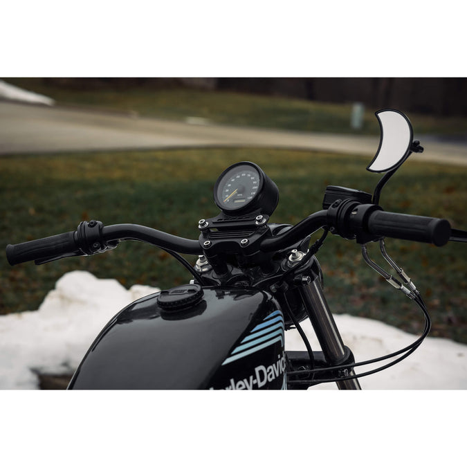 Crescent Moon Motorcycle Mirror - Perch Mount - Black