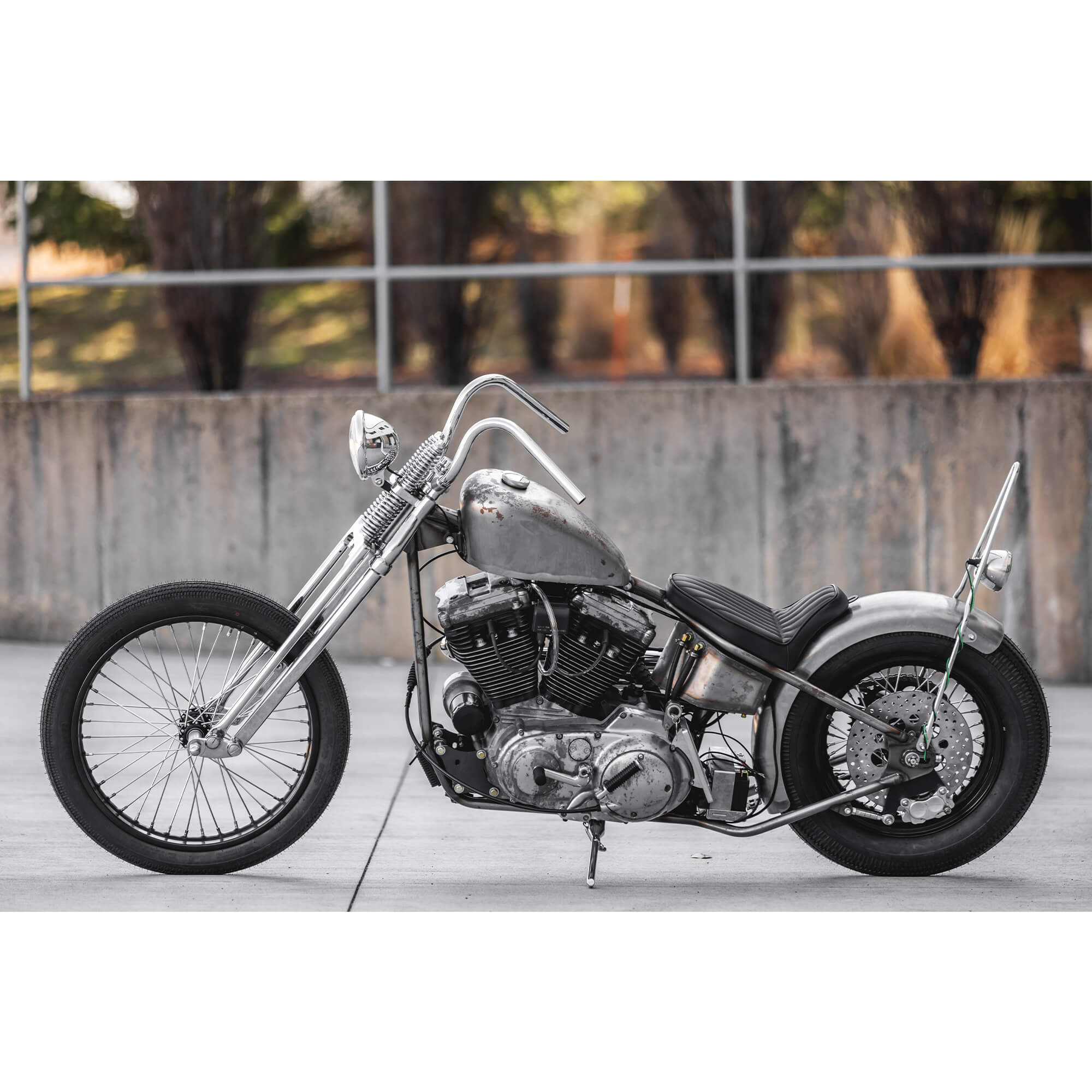 One Inch Handlebars Lowbrow Customs Springer Buckhorn Handlebars - 1 inch - Chrome