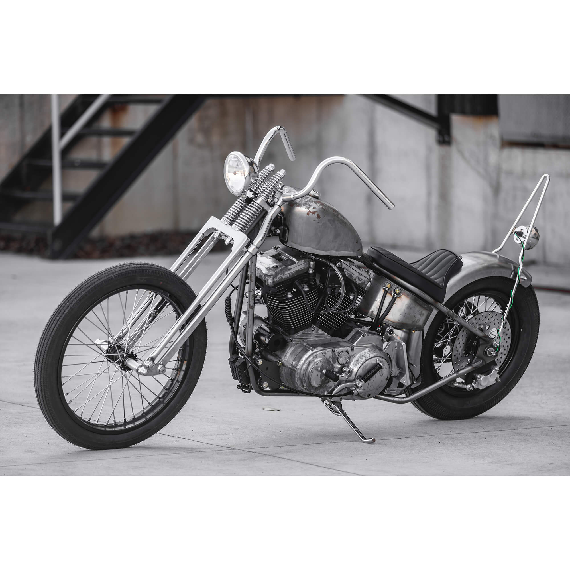 One Inch Handlebars Lowbrow Customs Springer Buckhorn Handlebars - 1 inch - Chrome