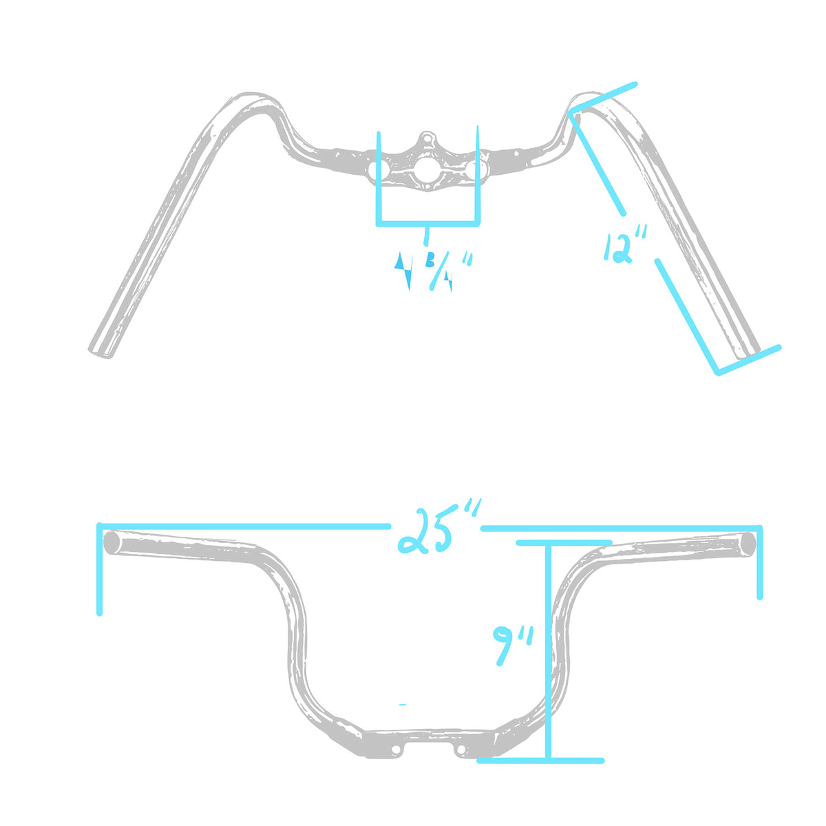 Lowbrow Customs Springer Buckhorn Handlebars - 1 inch - Chrome