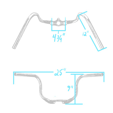 Lowbrow Customs Springer Buckhorn Handlebars - 1 inch - Raw