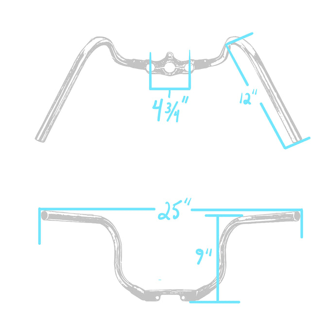Lowbrow Customs Springer Buckhorn Handlebars - 1 inch - Raw