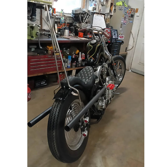 Cobra 2-Up Seat - Black Leather - Diamond - for Harley OEM Factory Rigid Frames