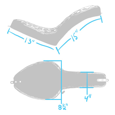 Cobra 2-Up Seat - Black Leather - Horizontal Pleat - for Harley OEM Factory Rigid Frames