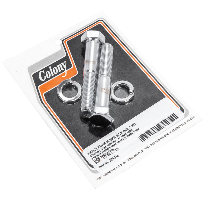 #2243-4 Handlebar Riser 1/2-20 x 2-3/4 Hex Bolt Kit Harley-Davidson - Chrome Plated