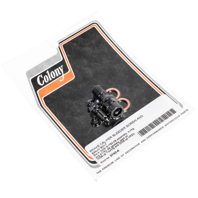 #3742-4 Banjo Brake Caliper Bleeder Bolt 2008-Up Harley-Davidson Touring 2006-Up VRSC - Black Oxide