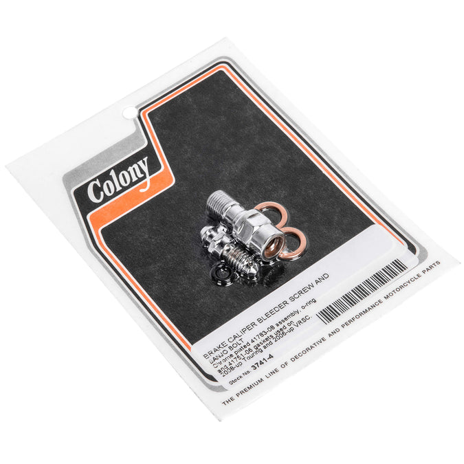 #3741-4 Banjo Brake Caliper Bleeder Bolt 2008-Up Harley-Davidson Touring 2006-Up VRSC - Chrome