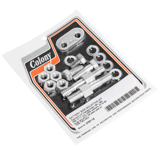#3787-16 Battery Box Mounting Kit CP Bolts 1929-1952 Harley-Davidson 45s - CAD Plated