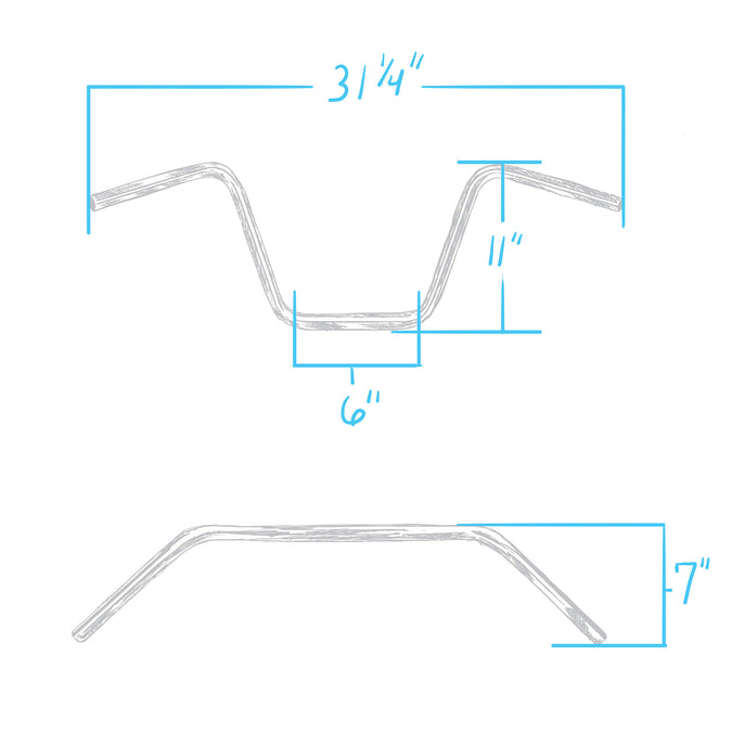Wide Bottom Springer Ape Hanger Handlebars - 11 inch Rise - 1 inch  - Stainless Steel