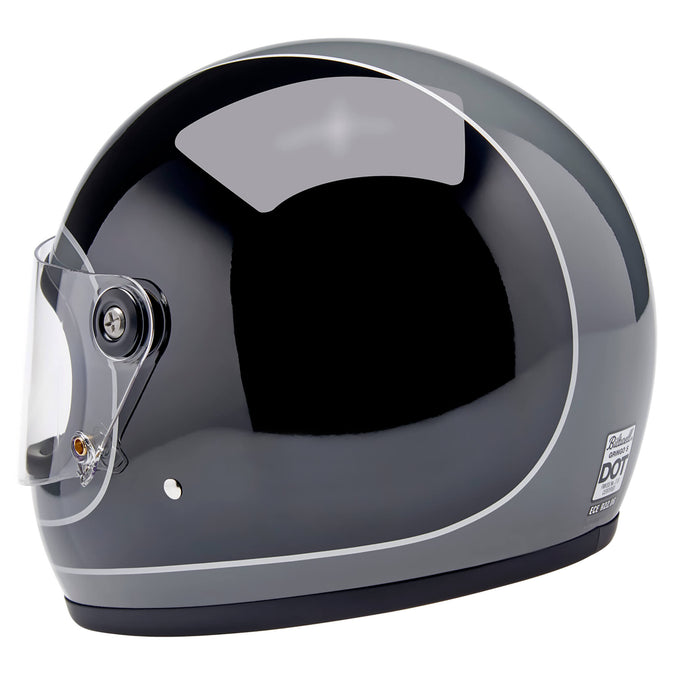 Gringo S DOT/ECE R22.06 Approved Full Face Helmet - Gloss Strom Grey/Black Tracker