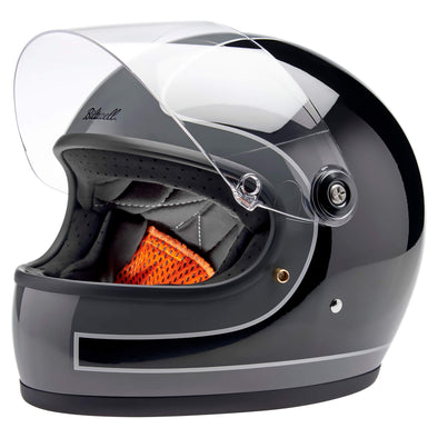 Gringo S DOT/ECE R22.06 Approved Full Face Helmet - Gloss Strom Grey/Black Tracker
