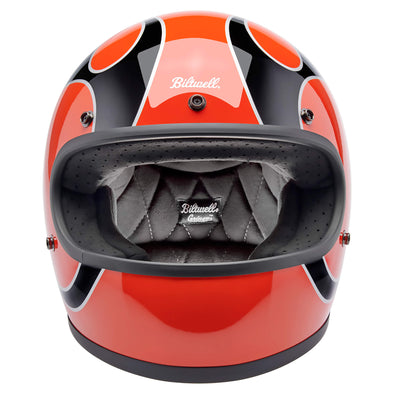 Gringo DOT/ECE R22.06 Approved Full Face Helmet - Competition Orange With Flames