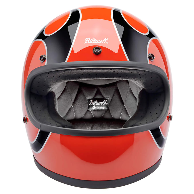 Gringo DOT/ECE R22.06 Approved Full Face Helmet - Competition Orange With Flames