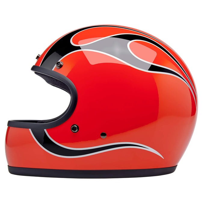 Gringo DOT/ECE R22.06 Approved Full Face Helmet - Competition Orange With Flames