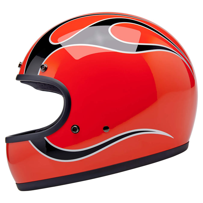 Gringo DOT/ECE R22.06 Approved Full Face Helmet - Competition Orange With Flames