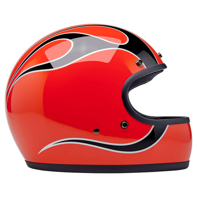 Gringo DOT/ECE R22.06 Approved Full Face Helmet - Competition Orange With Flames
