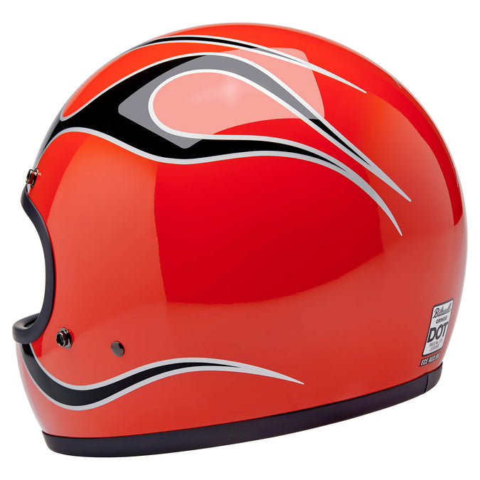 Gringo DOT/ECE R22.06 Approved Full Face Helmet - Competition Orange With Flames