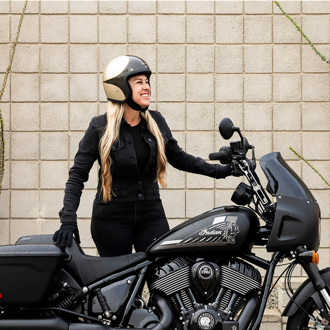 Bonanza Helmet DOT Approved Helmet - Metallic Charcoal/Champagne Scallop