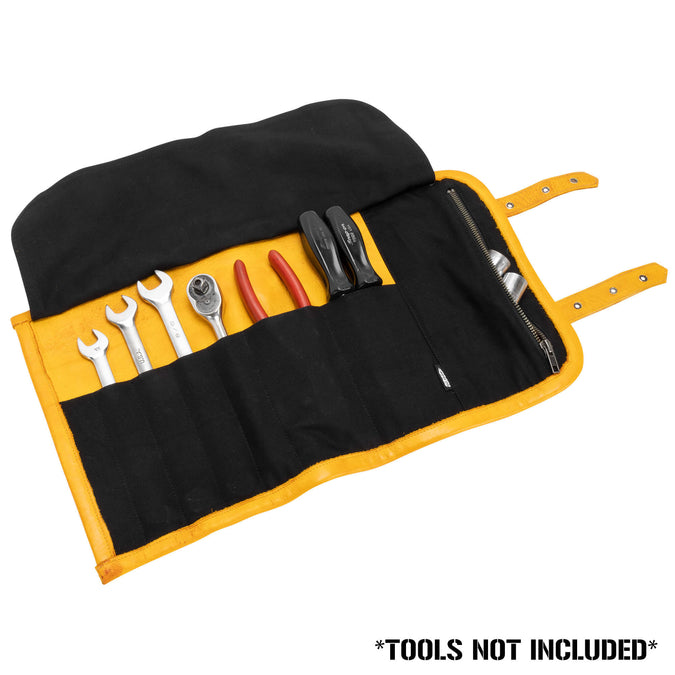 Yellow Spider Web Leather Tool Roll