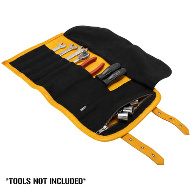 Yellow Spider Web Leather Tool Roll