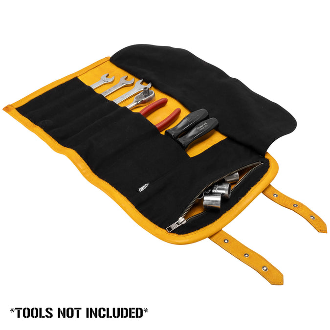 Yellow Spider Web Leather Tool Roll