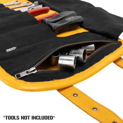 Yellow Spider Web Leather Tool Roll