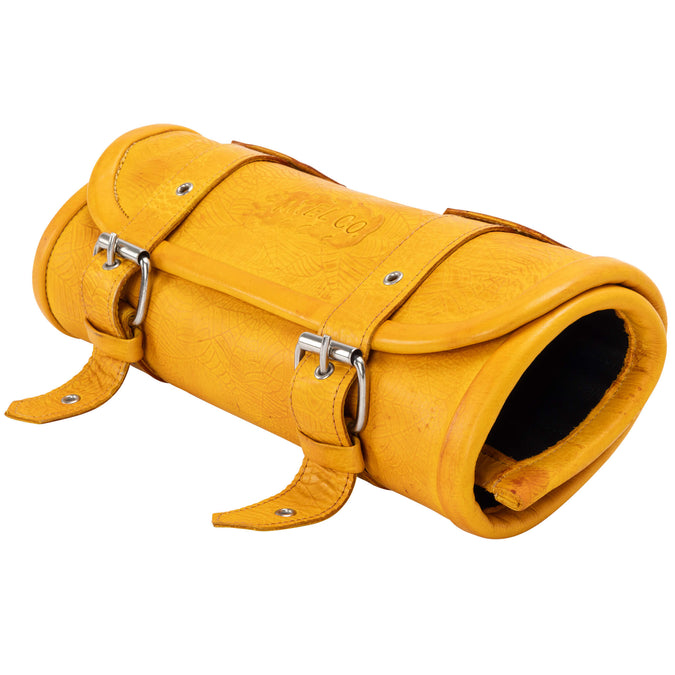 Yellow Spider Web Leather Tool Roll