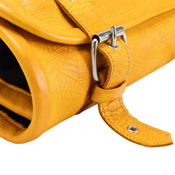 Yellow Spider Web Leather Tool Roll