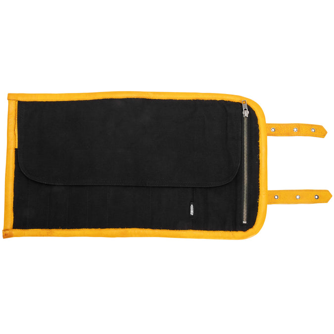 Yellow Spider Web Leather Tool Roll