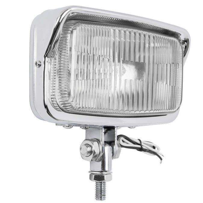 Bates Style Rectangular Motorcycle Headlight - Clear Lens - Chrome
